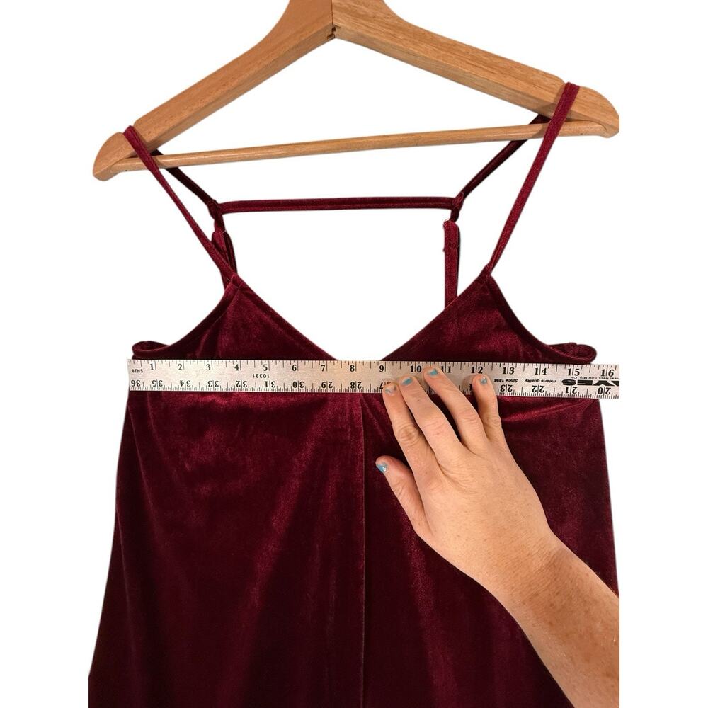 VTG Y2k Whimsigoth Burgundy Red Velvet Fit Flare Dress SIZE SMALL Womens Strappy - Picture 2 of 12